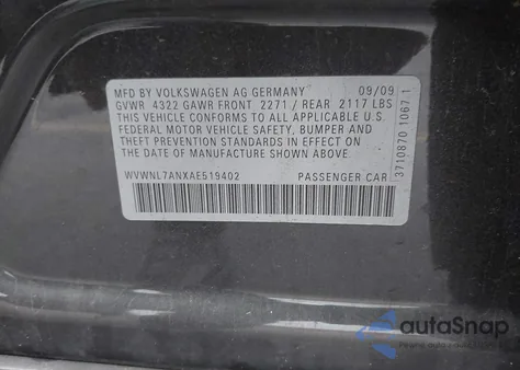 2010 Volkswagen Cc Sport z USA, uszkodzony, nr VIN WVWNL7ANXAE519402